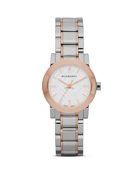 burberry check stamped bracelet watch silver and rose gold|Ladies / Womens Two.